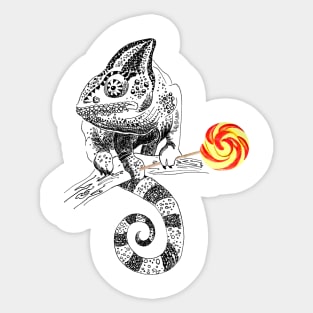 chameleon with Lollipop Sticker